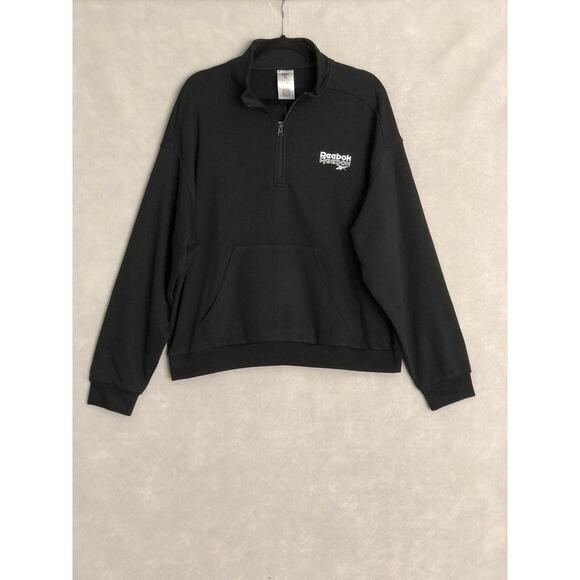 Reebok Women's XL RIE Brand Proud 1/4 Zip Sweatshirt Black NEW - Picture 1 of 8